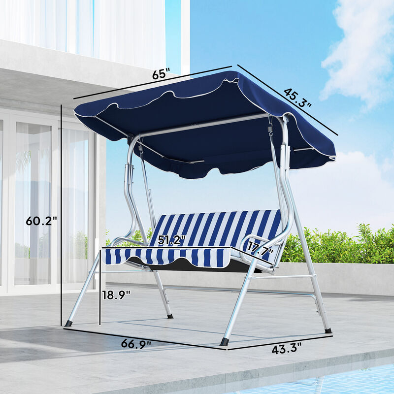 Hivvago 3-Person Porch Swing with Adjustable Canopy image number 2