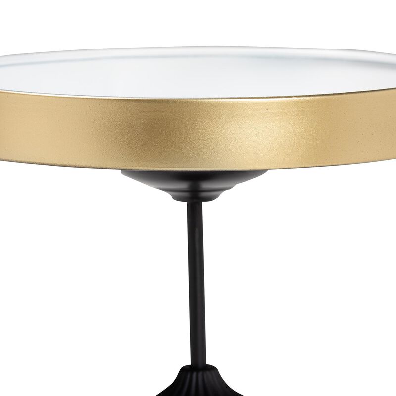 Baxton Studio Javion Modern Glam Round Accent Side Table &ndash; Black & Gold Metal End Table with Tray Top for Indoor or Semi-Outdoor Use image number 2