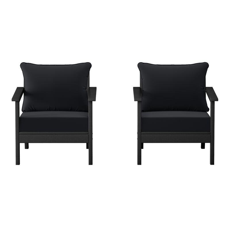 WestinTrends Outdoor Modern HDPE Patio Club Chairs with Deep Seat Cushions (Set of 2)
