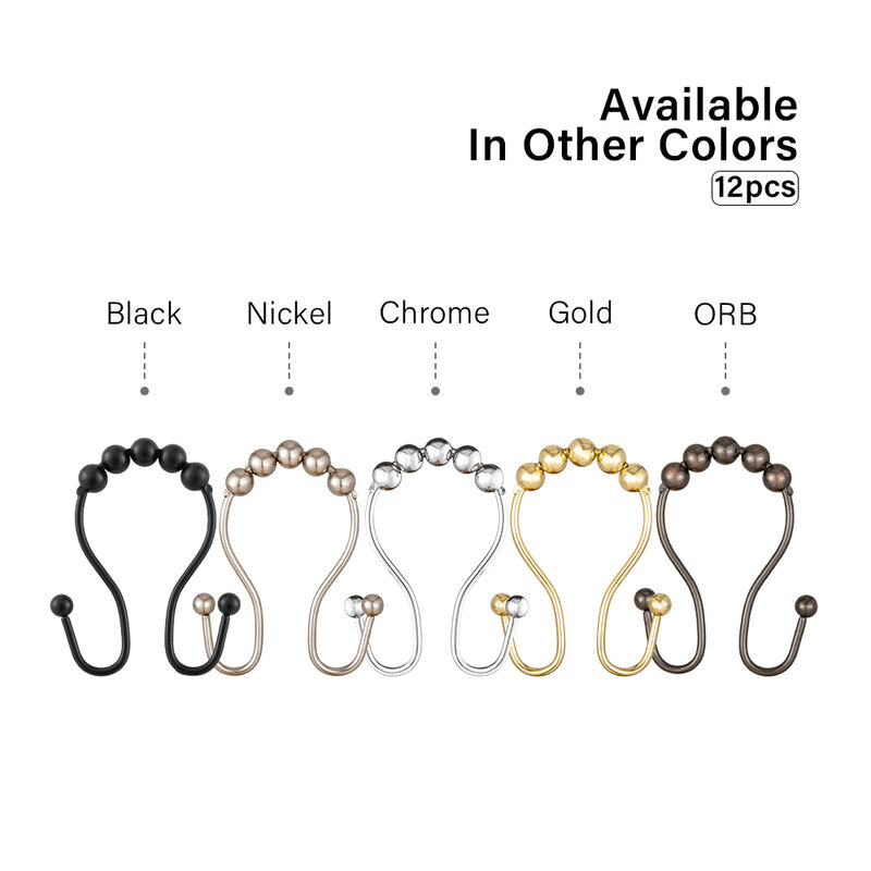 Stainless Steel Double Shower Curtain Hooks, Set of 12 image number 9