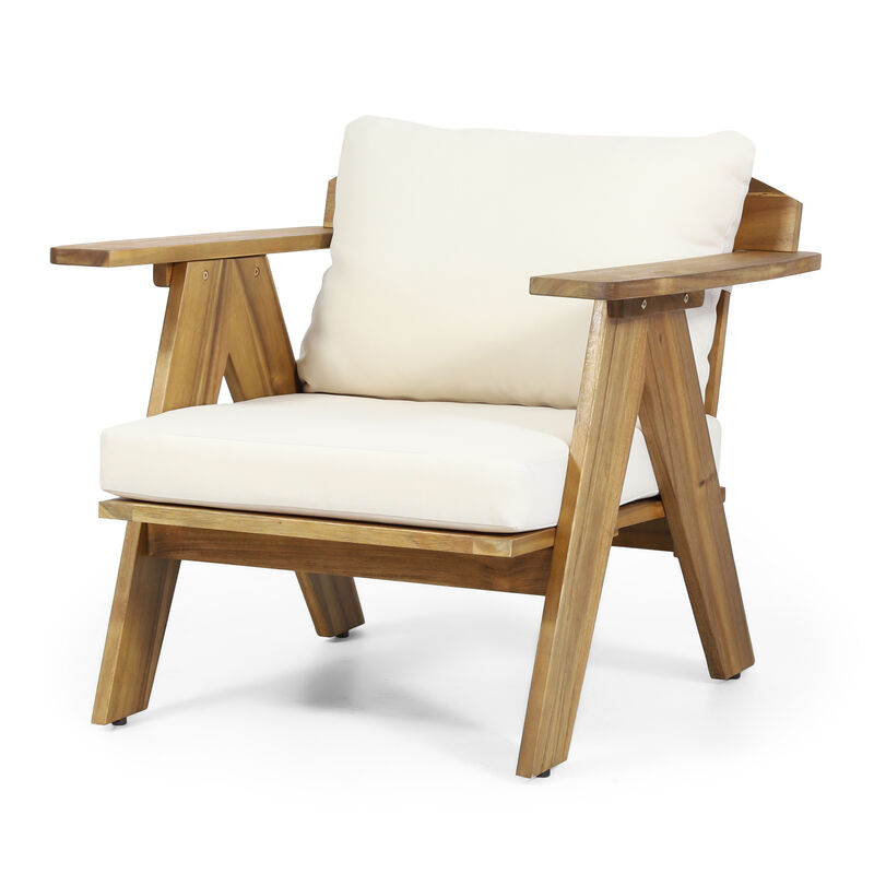 Merax Outdoor Acacia Wood Club Chairs with Cushions (Set of 2)