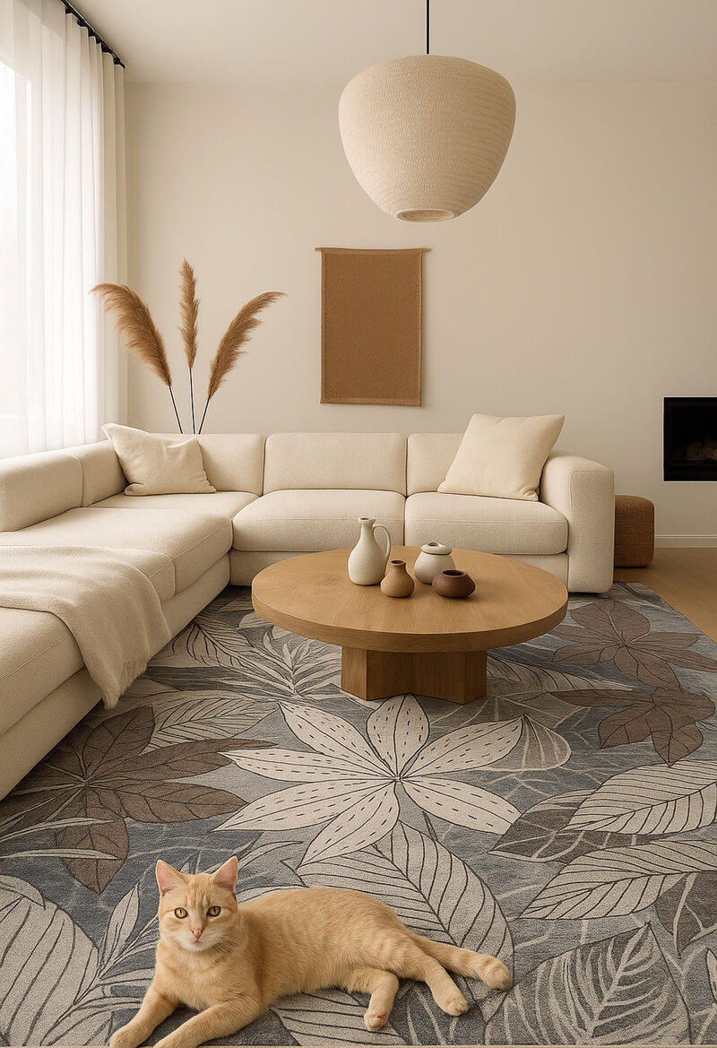 Rug Branch Natura Comtemporary Botanical Leaf Brown Grey Indoor Area Rug