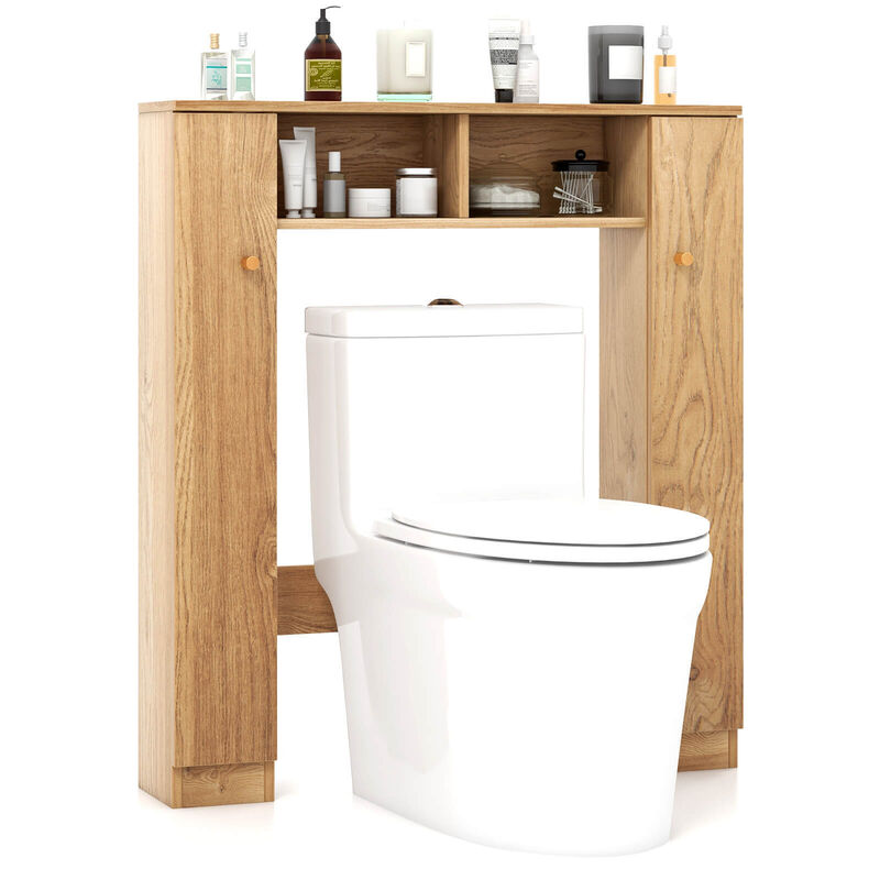 Over The Toilet Storage Cabinet with 2 Open Compartments and 4 Adjustable Shelves