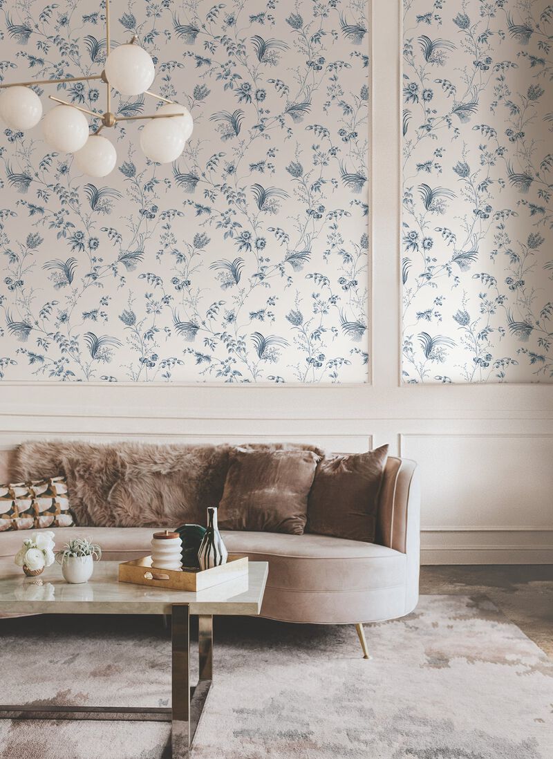 Floral Lace Navy Wallpaper (Double Roll) image number 5