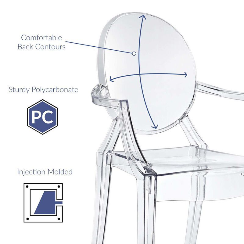 Acrylic Dining Armchair with Armrest and Stackable Design image number 2