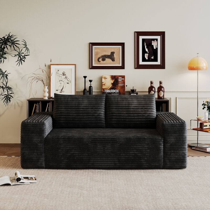 Whisen 63" 2-Seat Modern Sofa, Cotton Deep Seat Loveseat for Living Room Bedroom, No Assembly Required image number 2