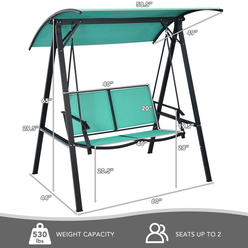 Mondawe 2 Person Patio Swing with Weather Resistant Glider and Adjustable Canopy