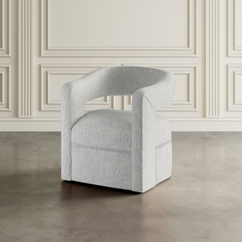 Jofran Lexy Modern Sculpted Curved Upholstered Swivel Accent Chair