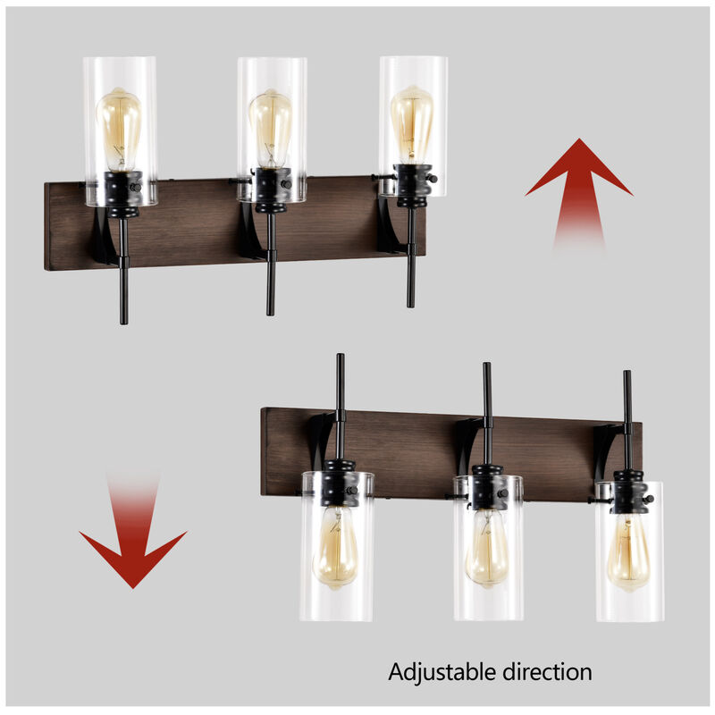 ELEMENT ACE 3-Light Wall Mounted Bathroom Vanity Light Fixture with Clear Glass Shade, Over Mirror Lighting for Kitchen, Bedroom, Hallway, Dining Room image number 6
