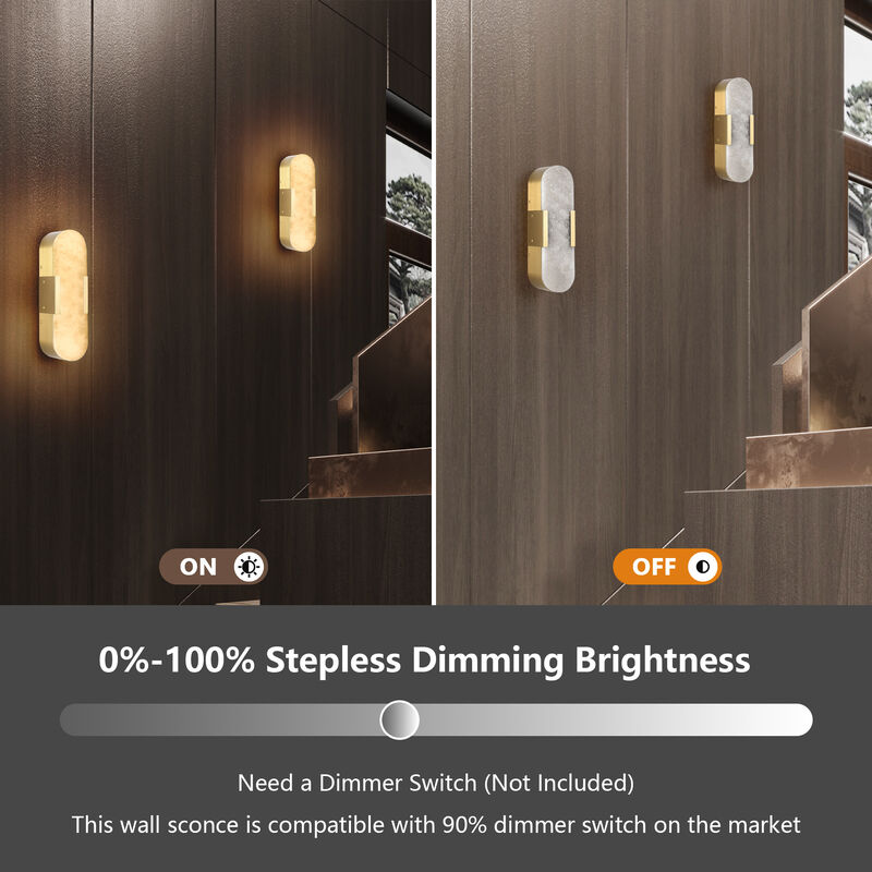 3.5 in. LED Wall Sconce with Marble Shade (Set of 2)