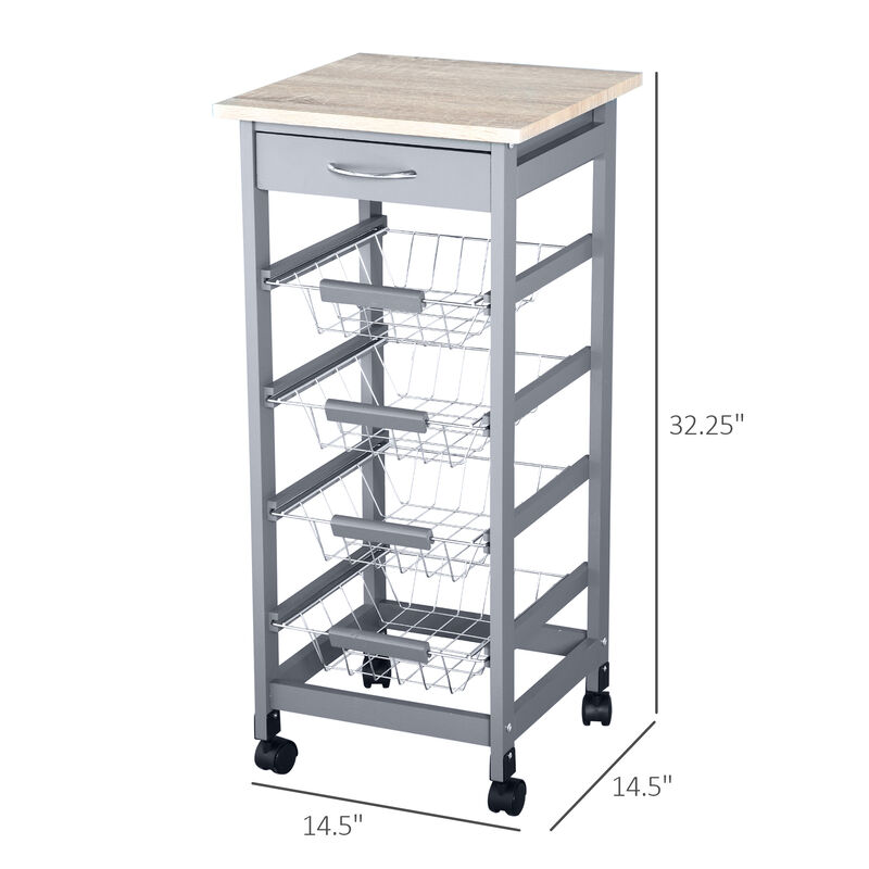 Indoor Moving Kitchen Island w/ Ample Storage Space & Solid Structure, White