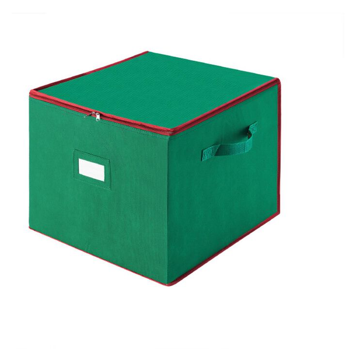 Tiny Tim Totes  Large Ornament Storage Chest with Zip Top & 75 Compartments - Stackable Cube in Green