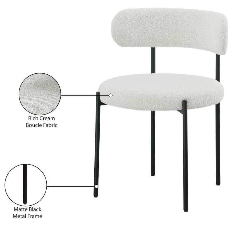 Meridian Furniture Beacon Cream Boucle Fabric Dining Chair, Set of 2