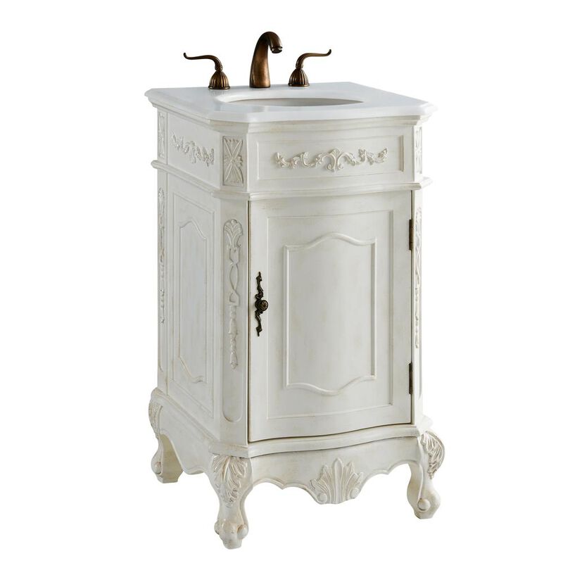 Elegant Kitchen and Bath 21 inch Single Bathroom vanity in Antique White