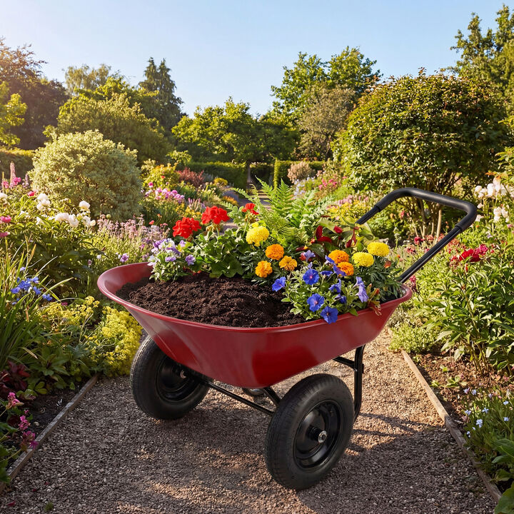 2-Wheel Garden Cart and Utility Dolly for Yard, Landscaping and Transport