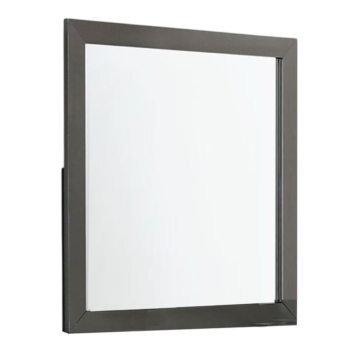 Aliso Dresser Mirror, Modern Metallic Gray Solid Wood Frame, 38 Inch