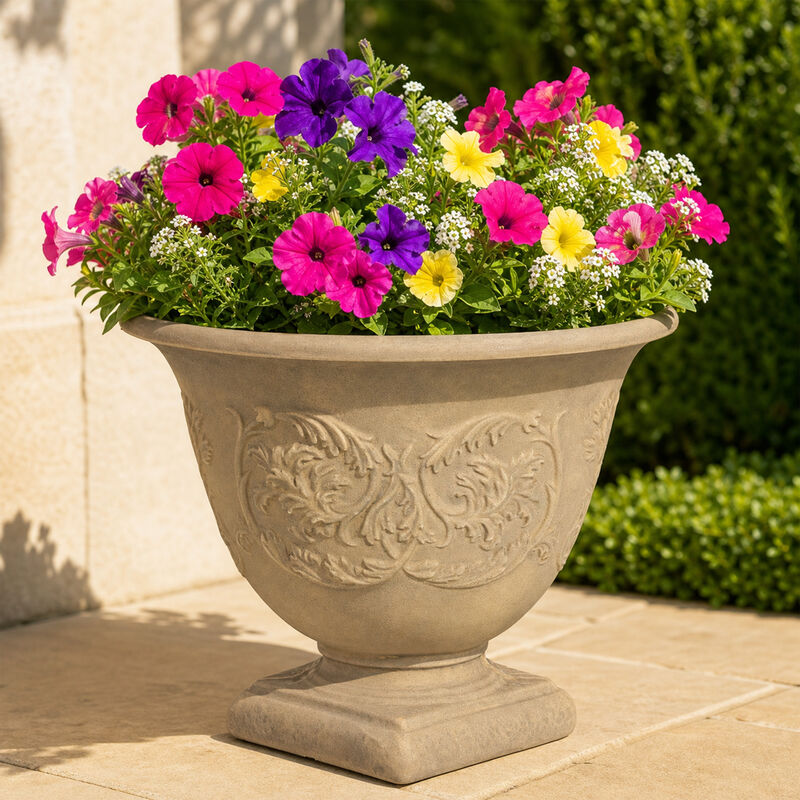 Sunnydaze Darcy Dual-Wall Polyresin Planter - Beige image number 1