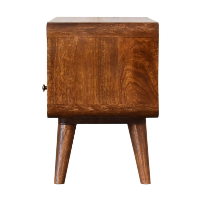 HomeRoots 24" Chestnut Solid Wood Enclosed and Open Storage TV Stand image number 3