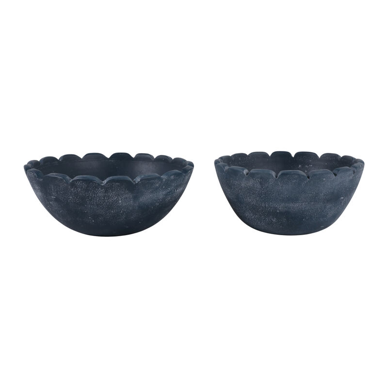 S/2 10/12" Scallop Edge Terracotta Bowls, Blue image number 2