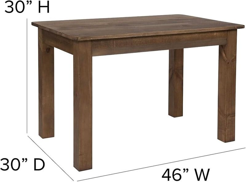 ShipItFurniture Hercules 46x30 Antique Rustic Solid Pine Farm Dining Table image number 3