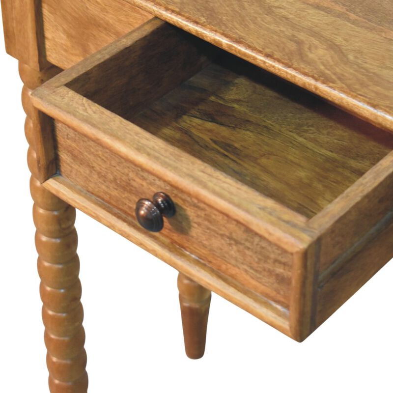 Artisan Furniture Solid Wood Amber Oak Spindle Console Table, 1 Drawer, Brown image number 4