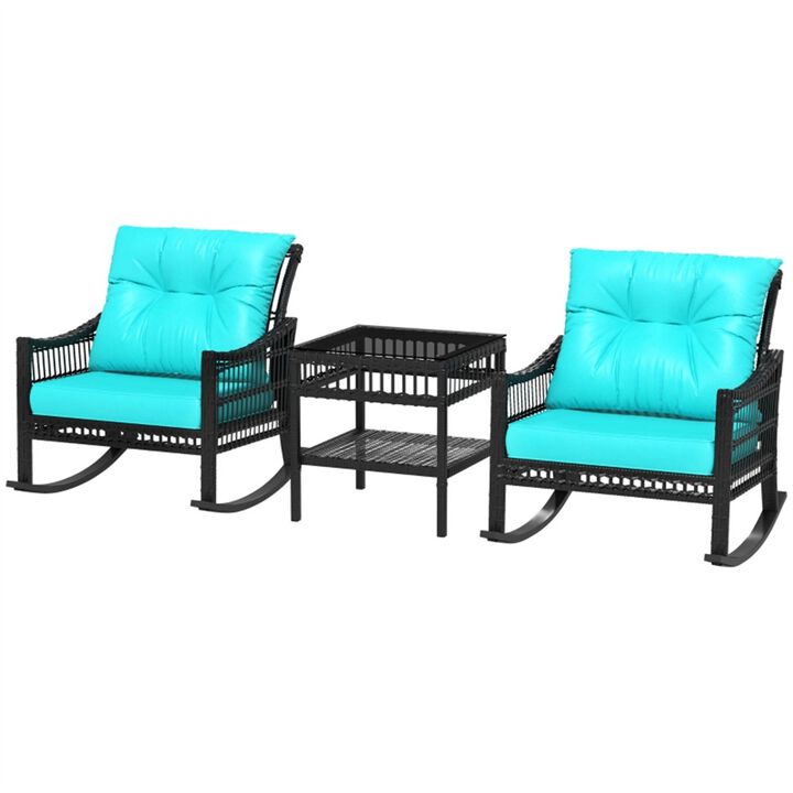 Outdoor Rattan Rocking Chair with Coffe Table Outdoor Seating