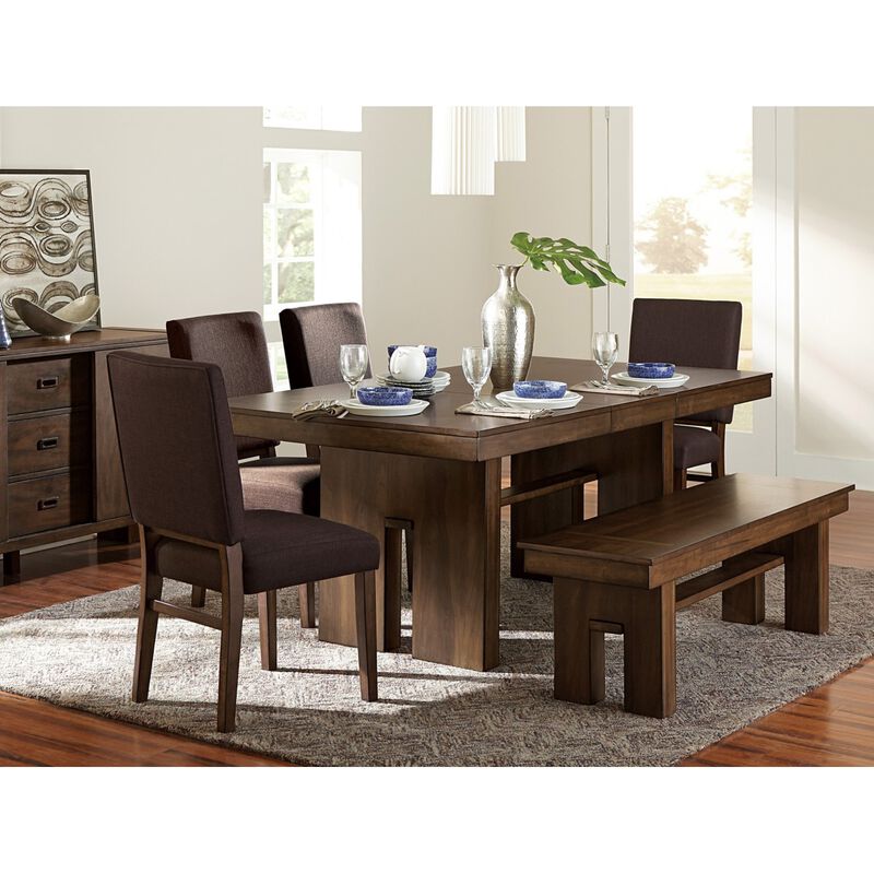 Chocolate Brown Color Fabric Upholstered Side Chairs 2pc Set Walnut Finish Wooden Frame Dining Furniture