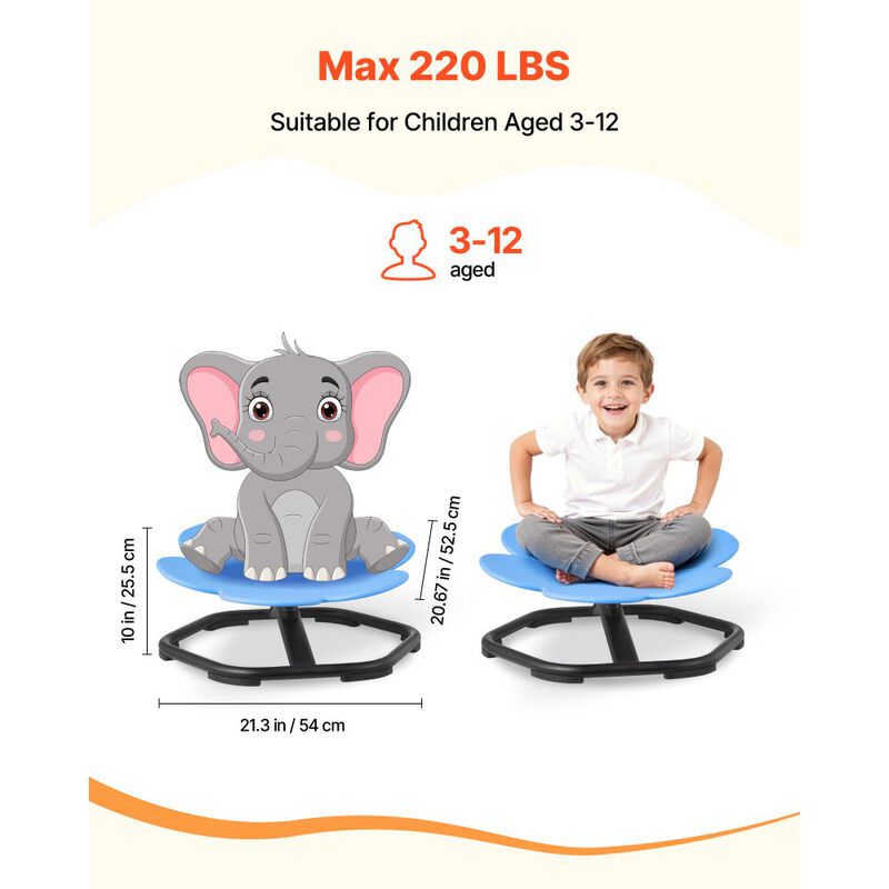 Flower Shape Kids Swivel Chair 360&deg; Spin Sensory Seat with Metal Base image number 7