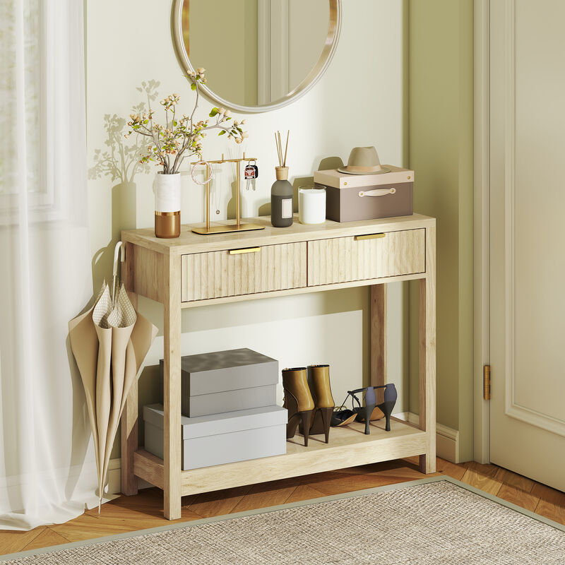 Hivvago 35" Entryway Console Table with Drawer and Shelf image number 1