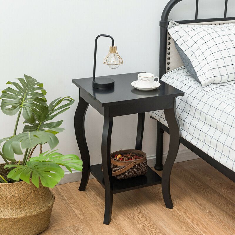 Set of 2 Side Table End Table Night Stand with Shelf