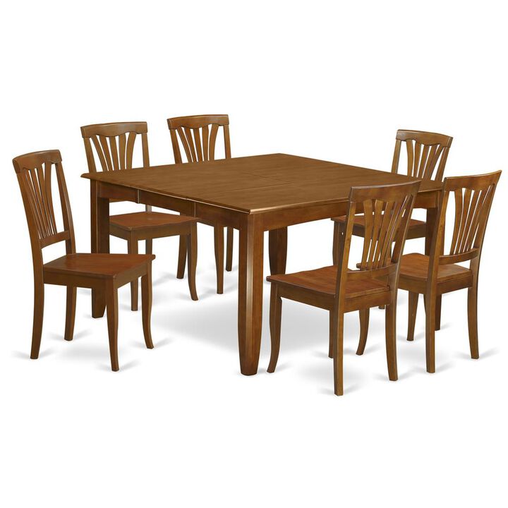 7 Pc Dining room set-Square Table with Leaf and 6 Dining Chairs.
