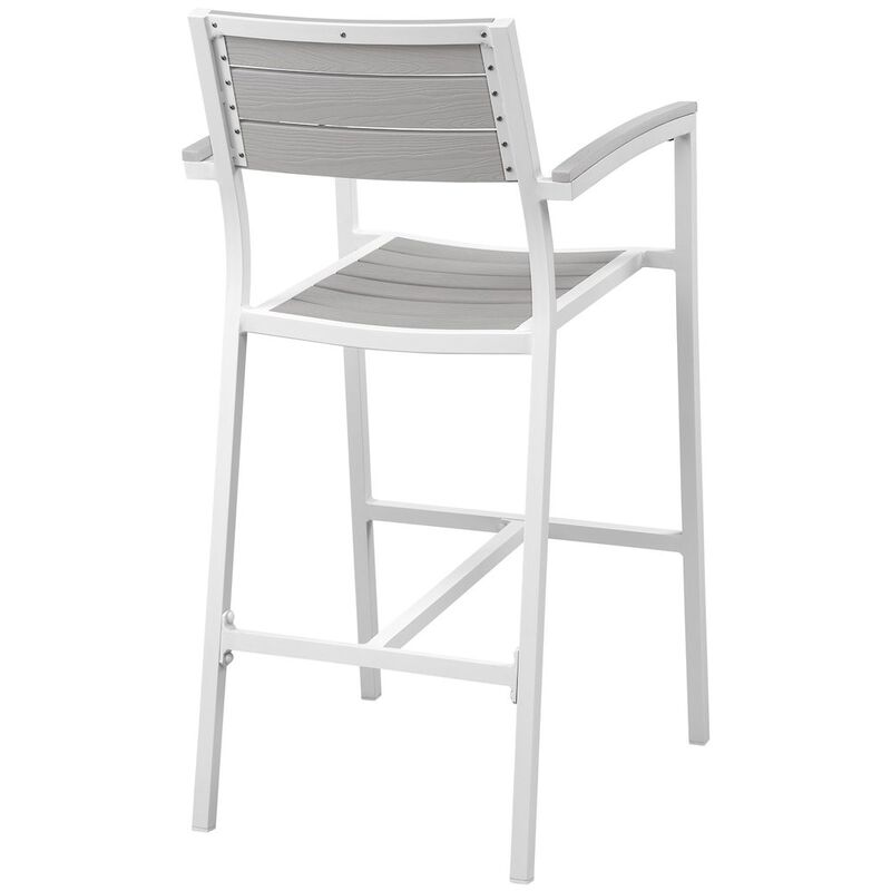 Aluminum Outdoor Patio Bar Stool with Armrests and Cushioned Seat image number 3