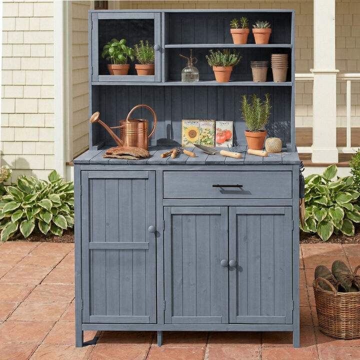 Merax Fir Wood Garden Potting Bench & Patio Kitchen Island