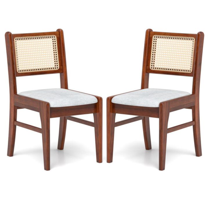 Hivvago Wooden Kitchen Chairs with Cane Back Rubber Wood Frame and Padded Seat