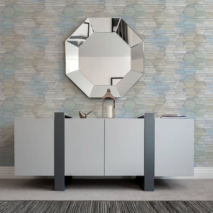 Jabari Light Blue Geometric Faux Grasscloth Wallpaper