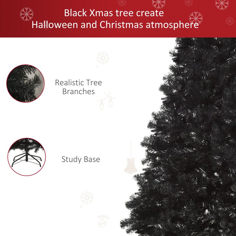 7ft Artificial Christmas Tree Black Douglas Fir with Realistic Branches 1346 Tips and Metal Base