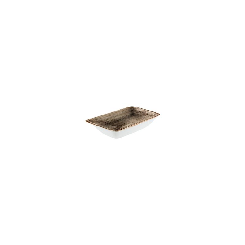 Terrain 6" x 3.75" x h:1.25" 6 oz. Rectangular Brown Porcelain Deep Plate (Set of 2)