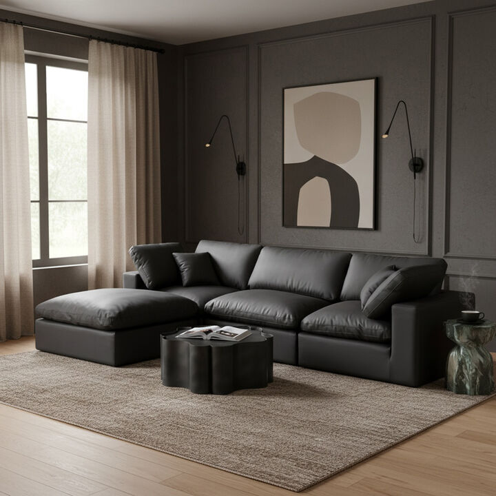 Meridian Furniture Comfy Black Vegan Leather Modular Sectional