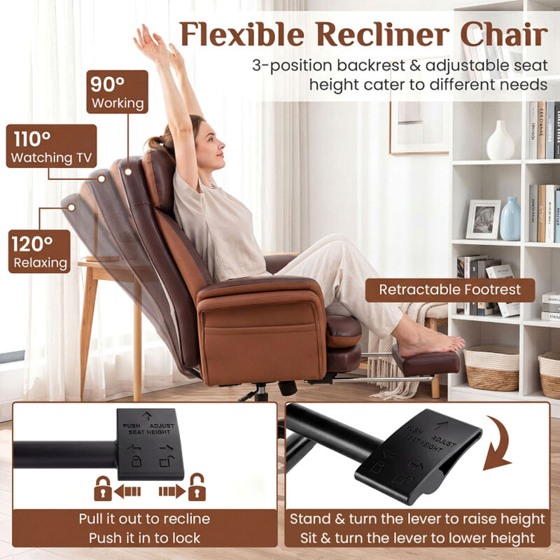 Ergonomic Faux Leather Office Chair for Big and Tall Users Home Office image number 7