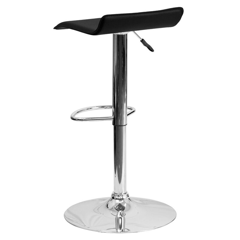Flash Furniture Contemporary White Vinyl Adjustable Height Barstool with Solid Wave Seat and Chrome Base image number 4