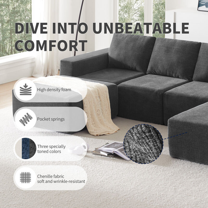 Merax Modular U Shaped Sectional Sofa Floor Couch Set