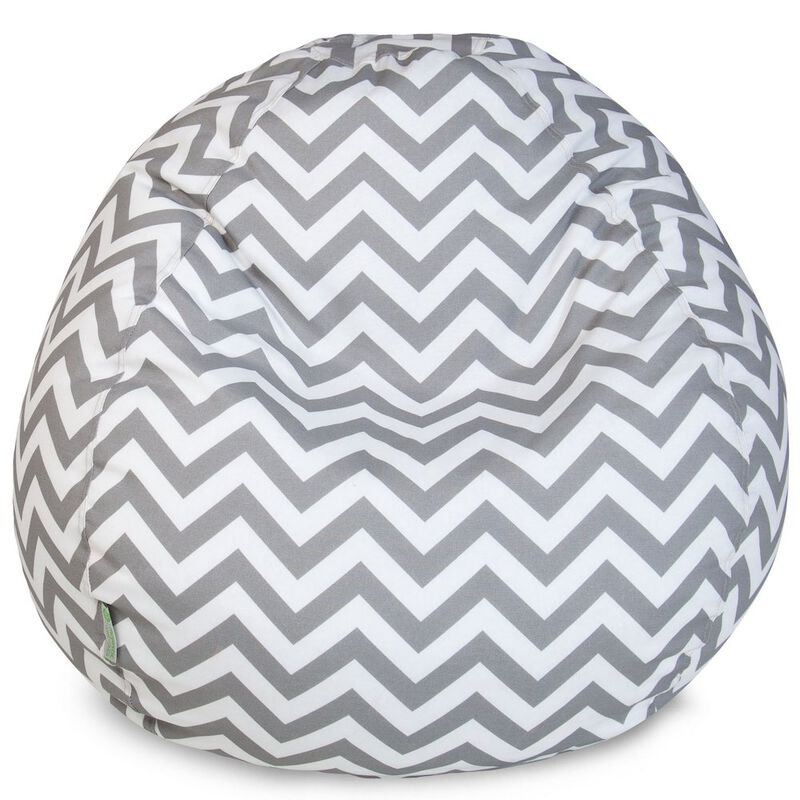 Majestic Home Goods Large Bean Bag Chevron Gray