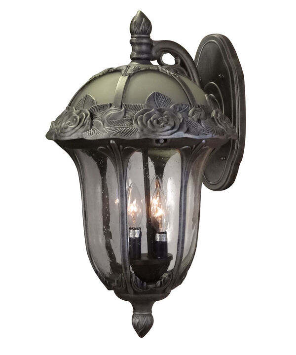 Special Lite Products Rose Garden Cast Aluminum Large Top Mount Light with Seedy Glass