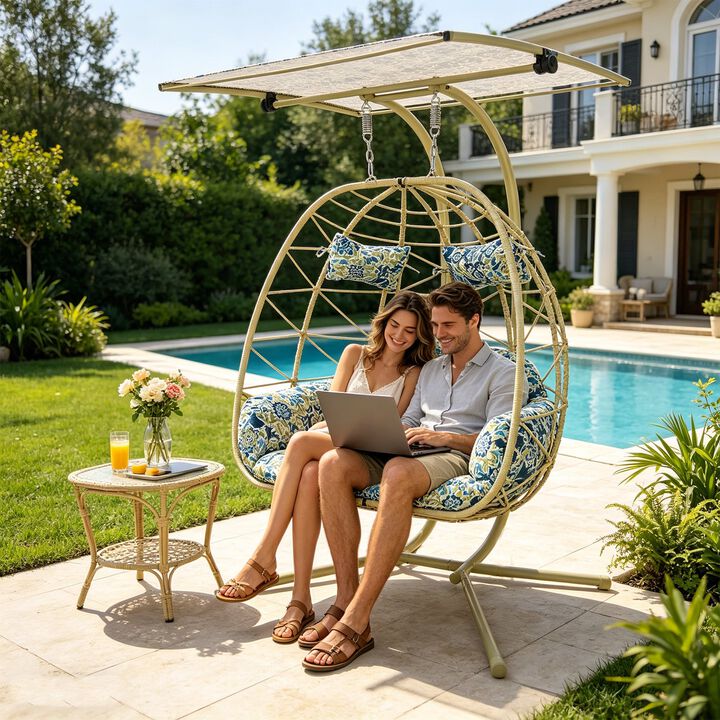 Hivvago Two-Person Relaxation Pod Chair with Cushion Set