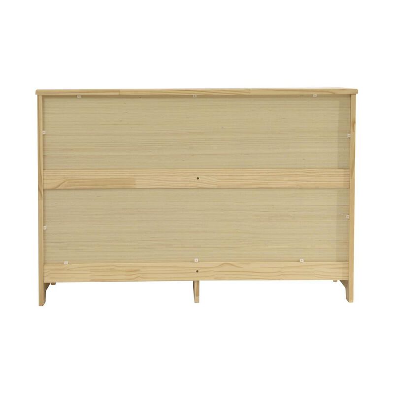 Better Home Products Solid Pine Wood 6 Drawer Double Dresser in Natural & White.