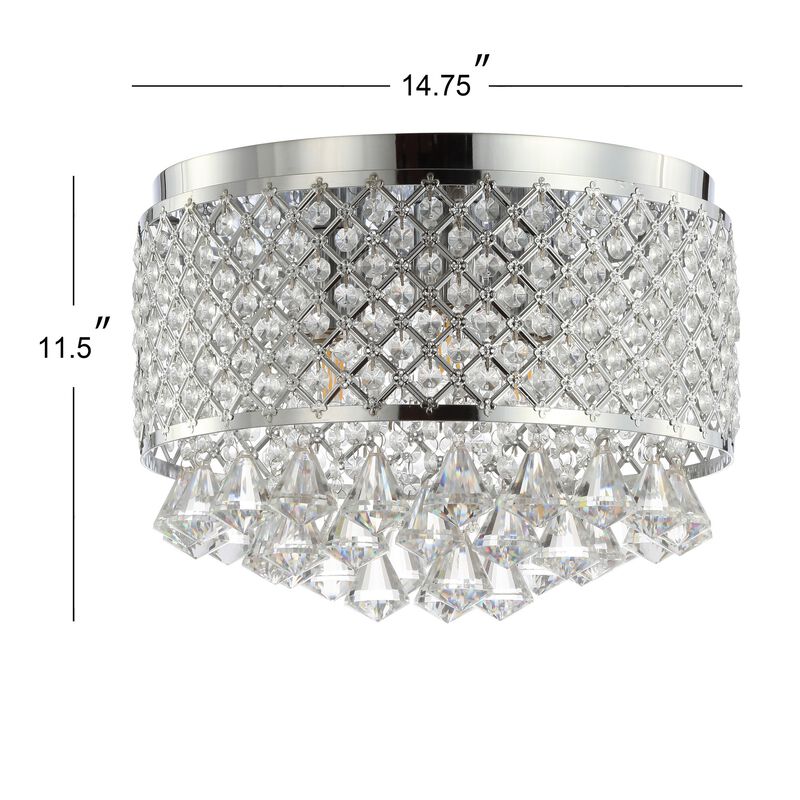 Evelyn 3-Light Crystal Drops/Metal LED Flush Mount