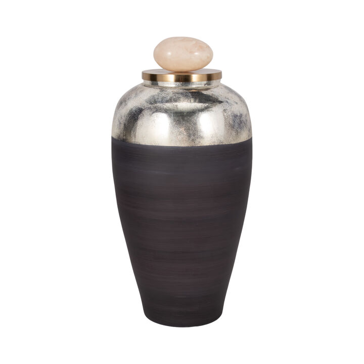 Glass, 23" Vase W/ Resin Topper, Gray