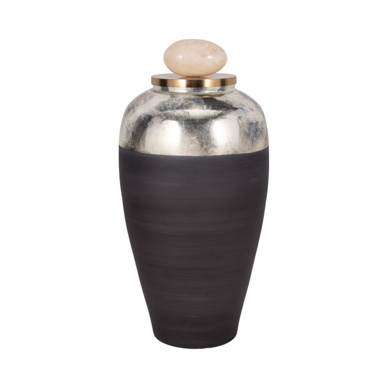 Glass, 23" Vase W/ Resin Topper, Gray image number 0