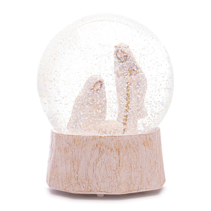 Lighted Musical Nativity Snow Globe &ndash; Religious Holiday Decor with Holy Family Figurine and Glitter Motion