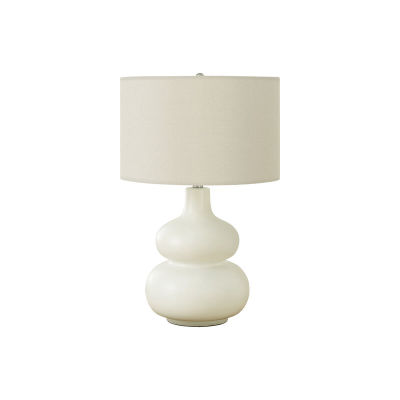 Monarch Specialties I 9608 - Lighting, 25"H, Table Lamp, Ivory / Cream Shade, Cream Ceramic, Contemporary